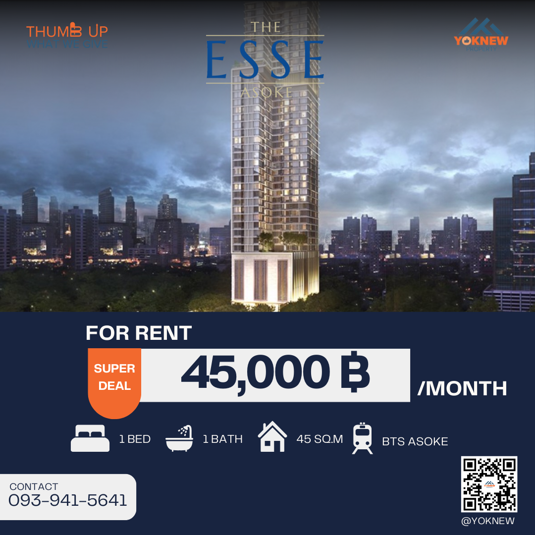 ให้เช่าคอนโดสุขุมวิท อโศก ทองหล่อ : The ESSE Asoke🌆 ชั้นสูง วิวปัง ครัวเปิด Sexy bathroom ฟีลโรงแรมห้าดาว อยู่แล้วไม่อยากออก!