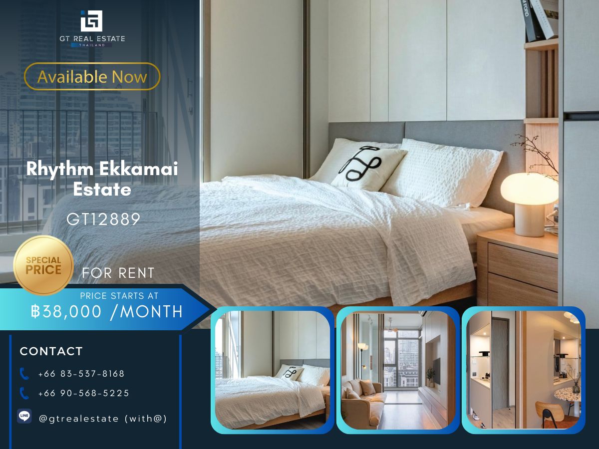 ให้เช่าคอนโดสุขุมวิท อโศก ทองหล่อ : คอนโด Rhythm Ekkamai Estate เดินทางสะดวก ใกล้รถไฟฟ้าบีทีเอส มีรถรับส่ง เฟอร์นิเจอร์ครบ พร้อมเข้าอยู่ทันที