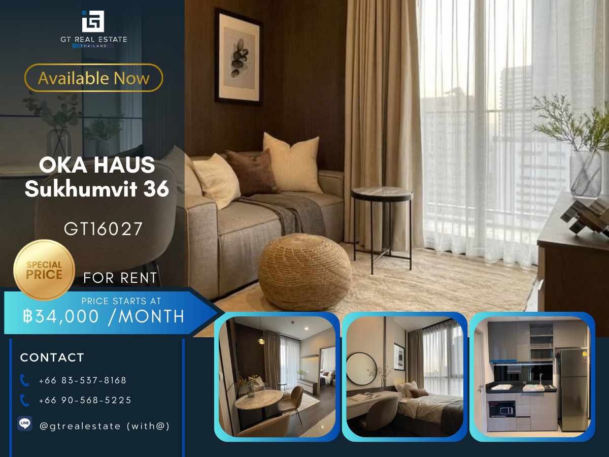 For RentCondoSukhumvit, Asoke, Thonglor : Condo OKA HAUS Sukhumvit 36 ​​is convenient to travel near the BTS train. Ready to stay immediately  
