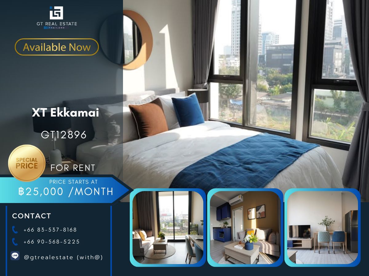 For RentCondoSukhumvit, Asoke, Thonglor : The XT EKKAMAI condo is convenient to travel near the BTS train. Ready to stay immediately  