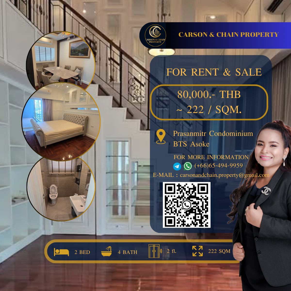 ให้เช่าคอนโดสุขุมวิท อโศก ทองหล่อ : Prasanmitr Condominium