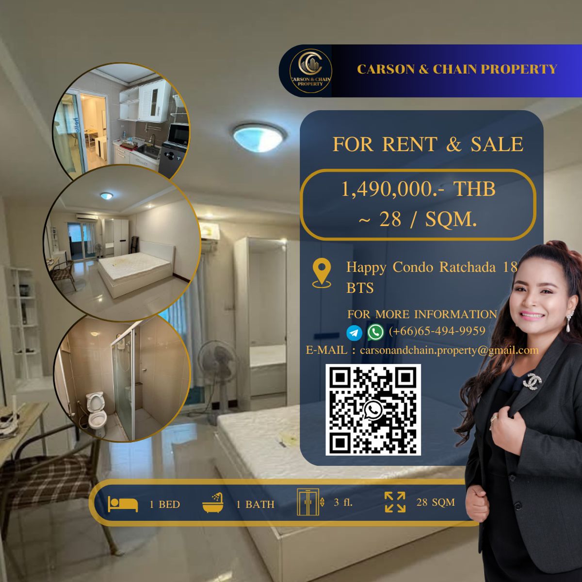 For SaleCondoRatchadapisek, Huaikwang, Suttisan : Happy Condo Ratchada 18