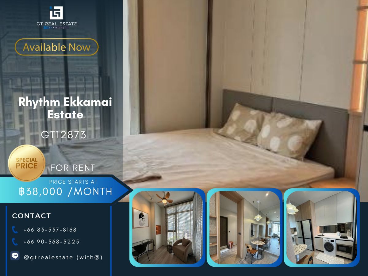 ให้เช่าคอนโดสุขุมวิท อโศก ทองหล่อ : คอนโด Rhythm Ekkamai Estate เดินทางสะดวก ใกล้รถไฟฟ้าบีทีเอส มีรถรับส่ง เฟอร์นิเจอร์ครบ พร้อมอยู่ทันที