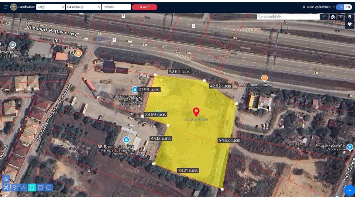 ให้เช่าที่ดินพัทยา บางแสน ชลบุรี สัตหีบ : ให้เช่าที่ดิน 5-0-36 ไร่ ริมถนน มอเตอร์เวย์สาย7 ชลบุรี – พัทยา ใกล้ ถนนสุขุมวิท เพียง 400ม แปลงมุม ติดถนนสาธารณะ 2 ด้าน ถมแล้ว หน้ากว้าง 95ม เหมาะทำการค้า ค้าขาย ตลาด 