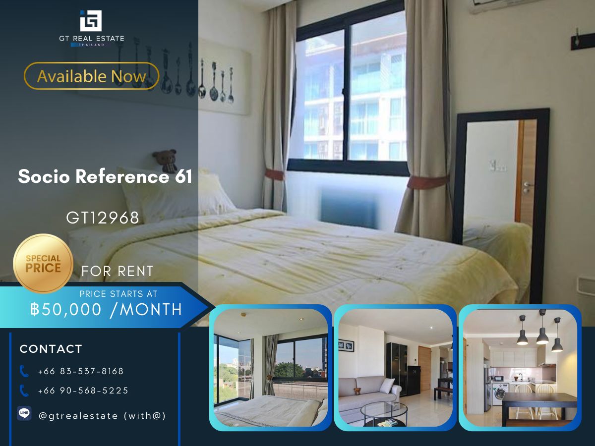 CondoSukhumvit, Asoke, Thonglor : Low-Rise Socio Reference 61 condo. Convenient transportation. Near the BTS Skytrain has a complete furniture shuttle. Ready to stay immediately  