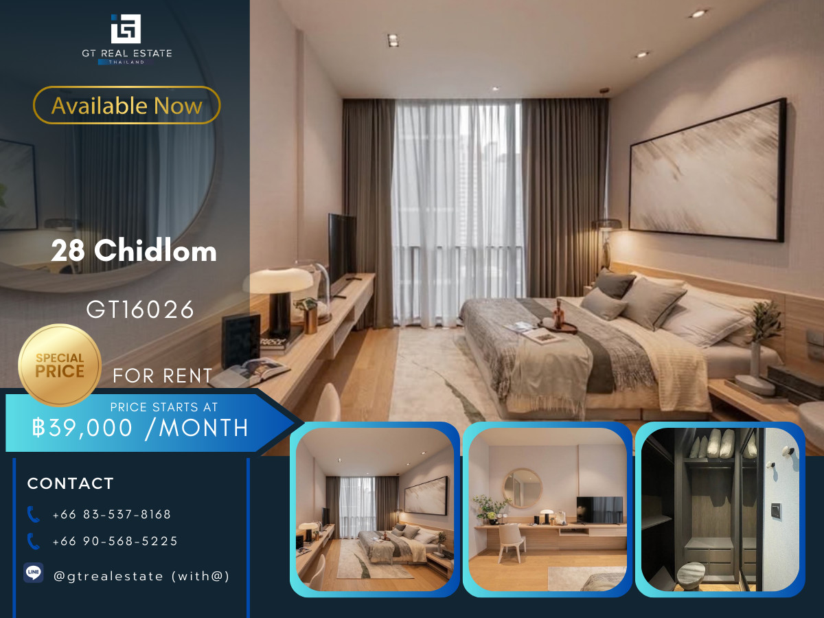 For RentCondoWitthayu, Chidlom, Langsuan, Ploenchit : ✨ GT16026 | Condo 28 Chidlom, convenient travel, near BTS, has shuttle, fully furnished. Ready to move in immediately