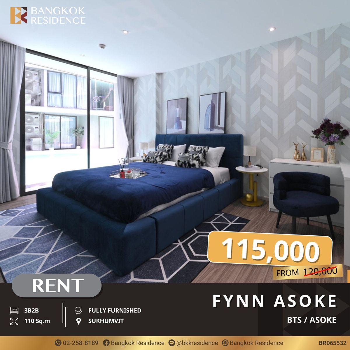 For RentCondoSukhumvit, Asoke, Thonglor : Fynn Asoke Luxury 3-Bedroom Unit for Rent near BTS Asoke