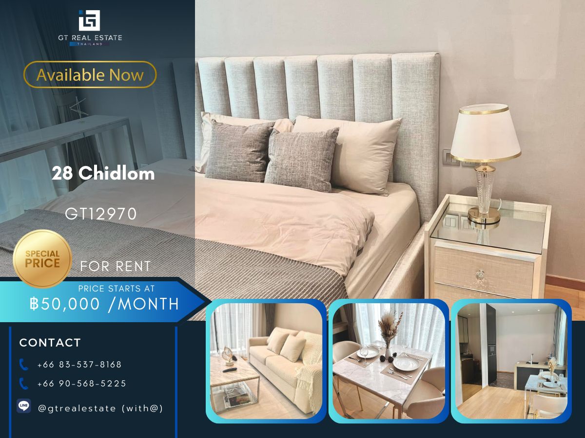 For RentCondoWitthayu, Chidlom, Langsuan, Ploenchit : Condo 28 CHIDLOM is convenient to travel near the BTS train. Ready to stay immediately  