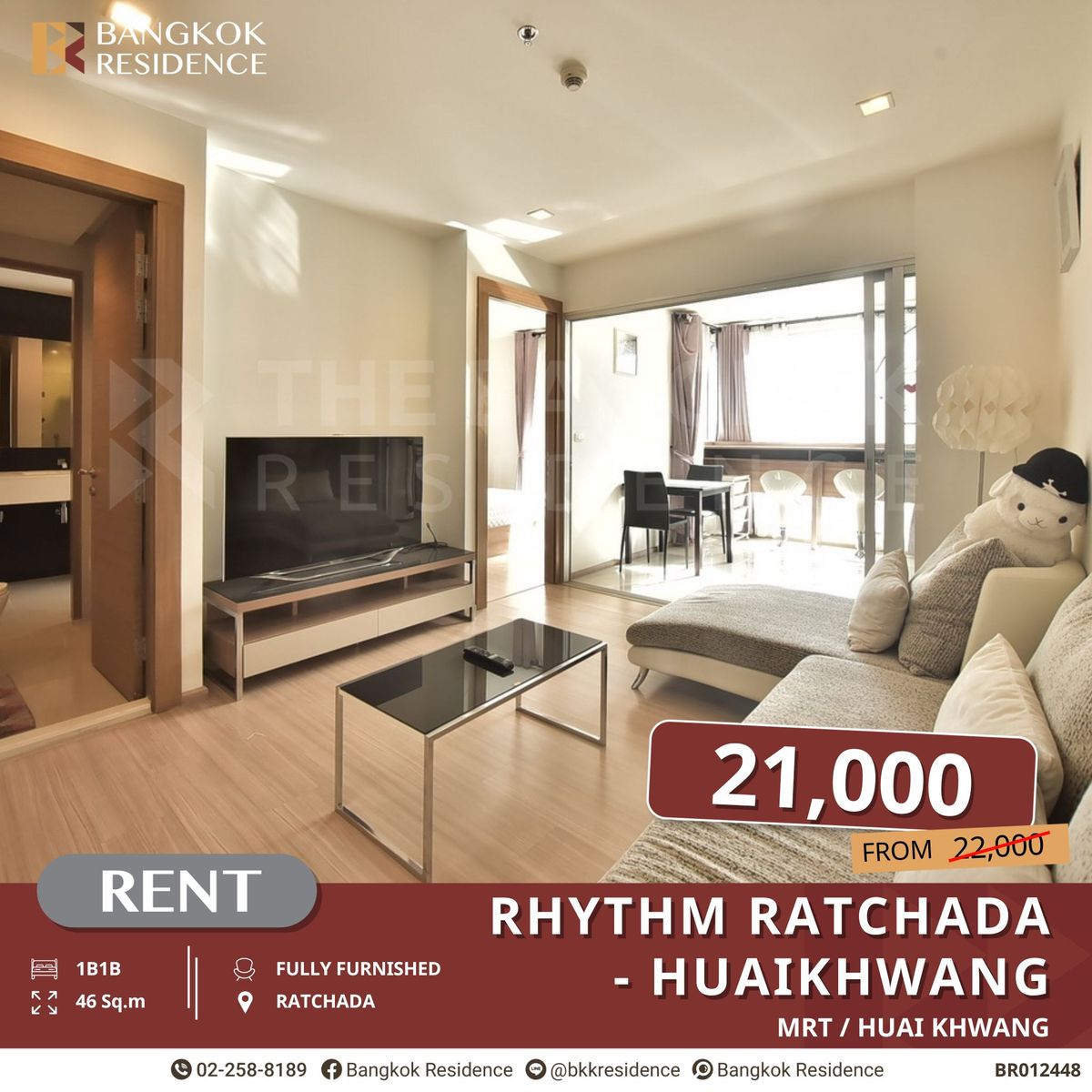 For RentCondoRatchadapisek, Huaikwang, Suttisan : RHYTHM Ratchada-Huaikhwang, Condo in a Prime Location near MRT Huai Khwang