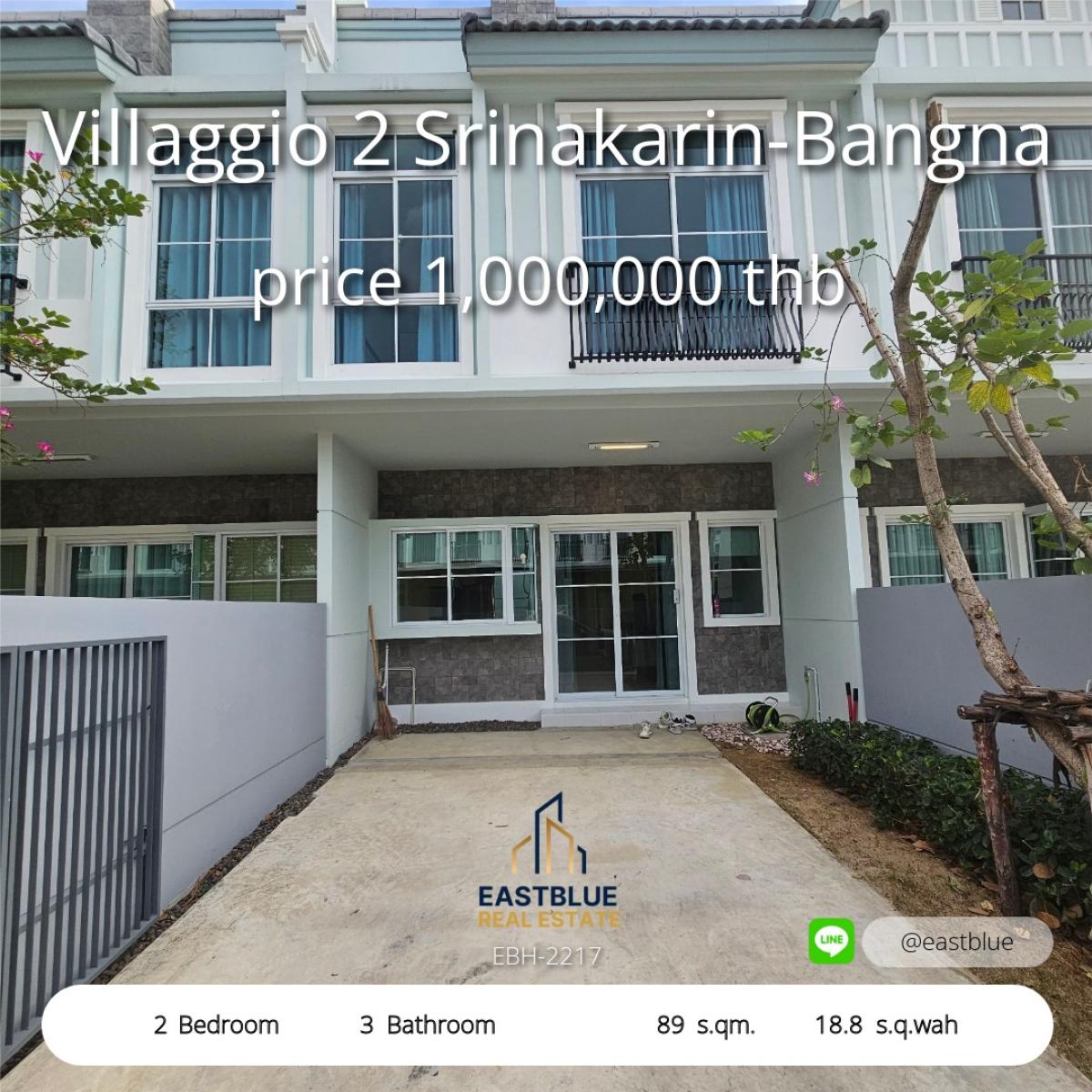 For RentHouseBangna, Bearing, Lasalle : ForRENT VILLAGGIO 2 SRINAKARIN-BanNA 2 Bed 3 BaHT 29,000 THB per Month