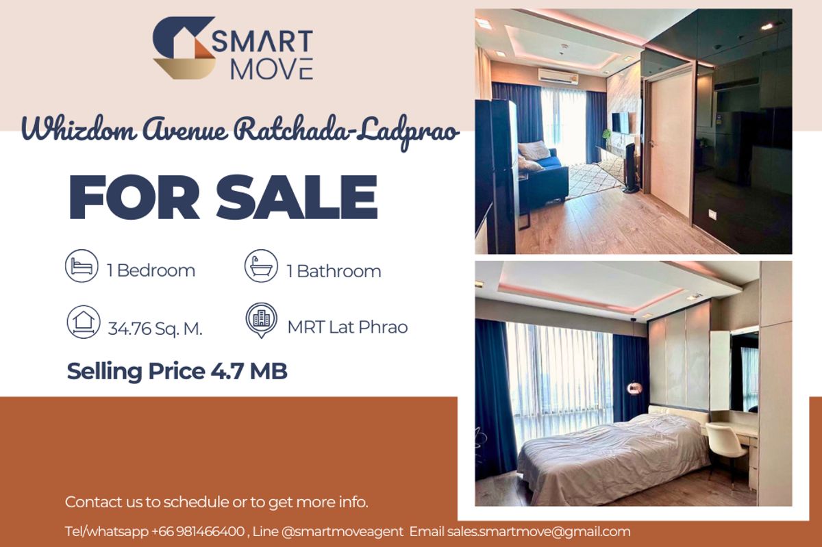 For SaleCondoLadprao, Central Ladprao : 🔥 Sale with tenant  !! 🔥 Code C20250400020..........Whizdom Avenue Ratchada-Ladprao, 1 bedroom, 1 bathroom, high floor, South Facing, furnished, Special Deal!!📣📣