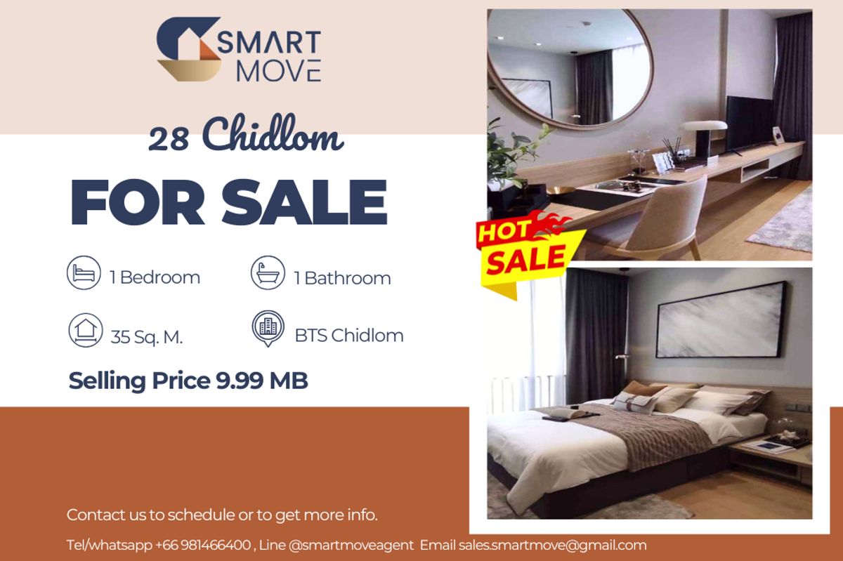 ขายคอนโดวิทยุ ชิดลม หลังสวน : 🔥 ขายพร้อมผู้เช่า !! 🔥 Code C20231100414..........28 Chidlom, 1 ห้องนอน, 1 ห้องน้ำ, ทำเลทอง, แต่งครบ, สไตล์โมเดิร์น, ราคาพิเศษ!!📣📣