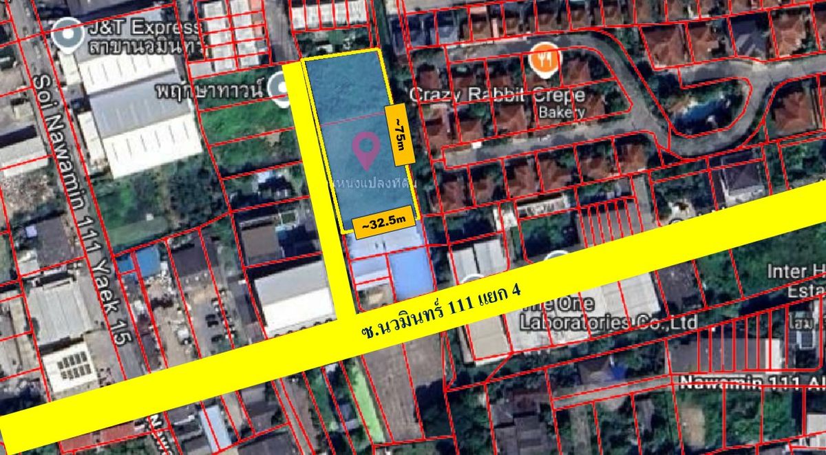 For SaleLandKaset Nawamin,Ladplakao : VLM 880.1 Land for sale in Soi Nawamin 111 Intersection 6, Nawamin Subdistrict, Bueng Kum District, 1-2-9 rai