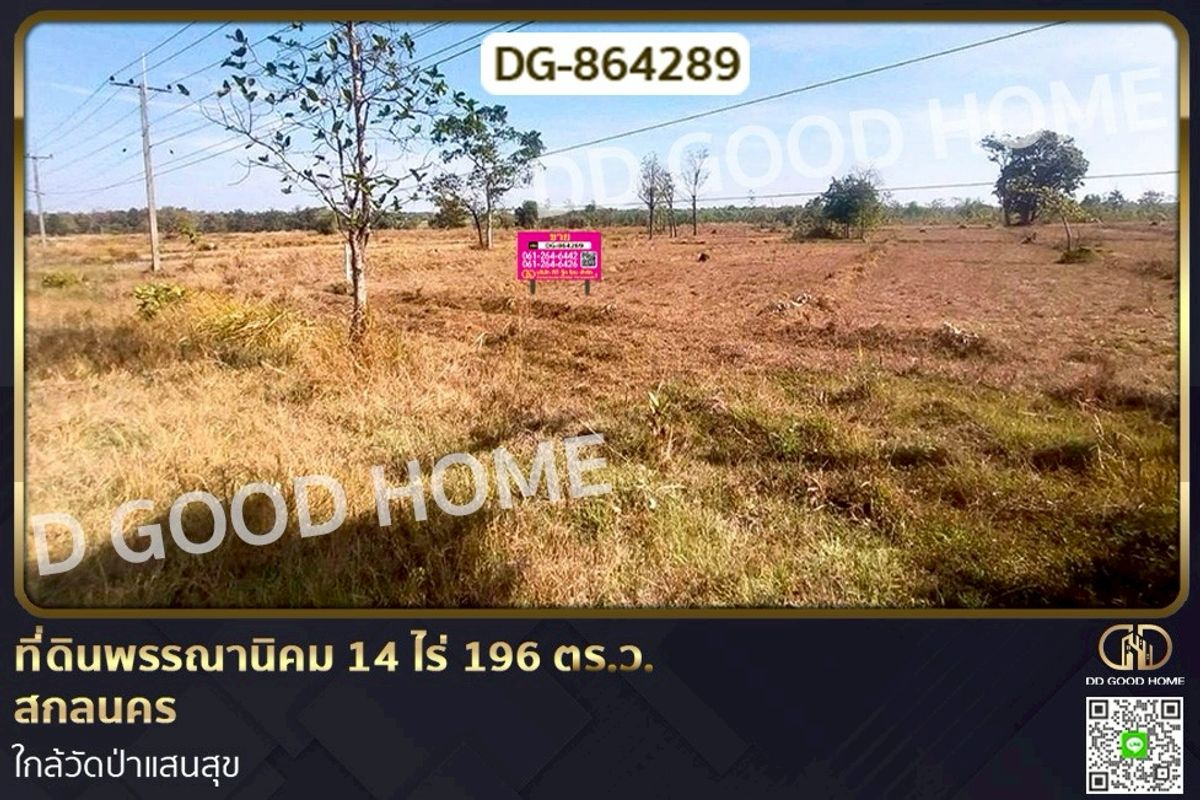 For SaleLandSakon Nakhon : DG-864289 Land in Phannanikhom, 14 rai 196 sq w, Sakon Nakhon, near Wat Pa Saensuk