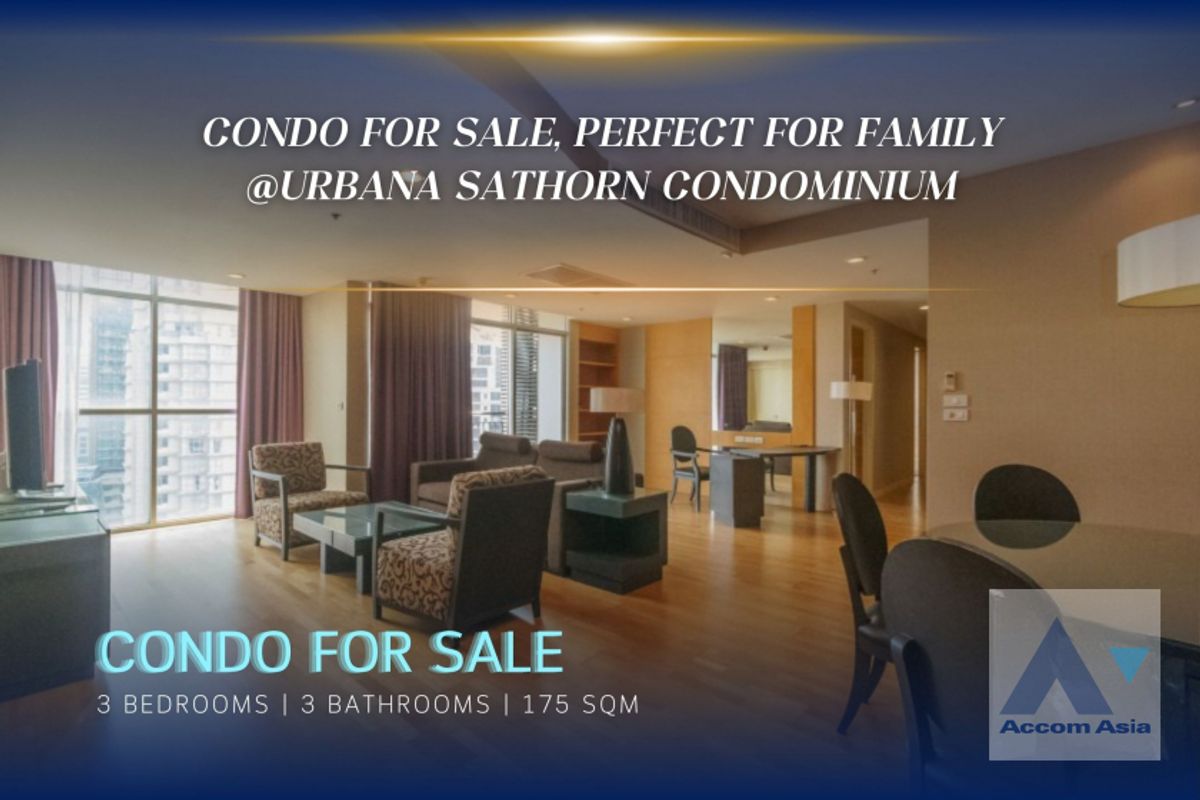 For SaleCondoSathorn, Narathiwat : 🔼AccomA🔽 Fully furnished condo for Sale and Rent, Spacious for family at Urbana Sathorn Condominium (1513149)