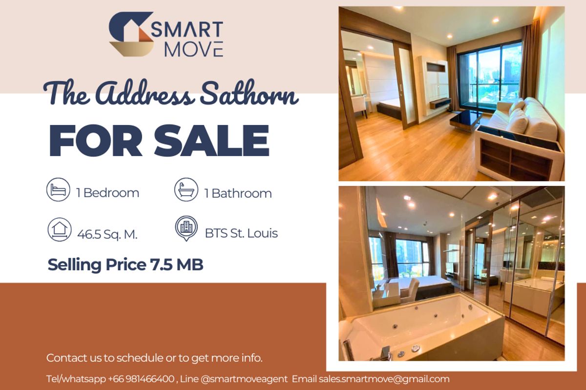 ขายคอนโดสาทร นราธิวาส : 🔥 ขายพร้อมผู้เช่า !! 🔥 Code C20250400025..........The Address Sathorn, 1 ห้องนอน, 1 ห้องน้ำ, ชั้นสูง 10++, ห้องทิศตะวันออก, แต่งครบ, ราคาพิเศษ!!📣📣