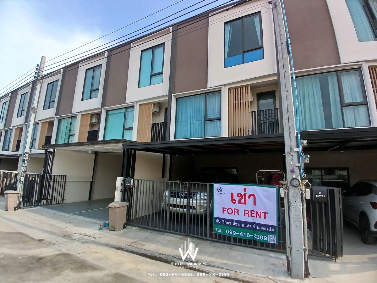 For RentHouseBangna, Bearing, Lasalle : 3-floor townhome for RENT in minimal style | Altitude Kraf Bangna, Good atmosphere with large garden view [ Welcome to pets ]