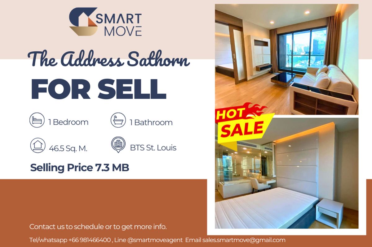 ขายคอนโดสาทร นราธิวาส : 🔥 ขายพร้อมผู้เช่า !! 🔥 Code C20250400025..........The Address Sathorn, 1 ห้องนอน, 1 ห้องน้ำ, ชั้นสูง 10++, ห้องทิศตะวันออก, แต่งครบ, ราคาพิเศษ!!📣📣