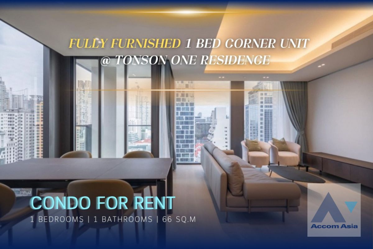 ให้เช่าคอนโดวิทยุ ชิดลม หลังสวน : 🔼AccomA🔽 Fully furnished 1 Bedroom corner unit for rent at Tonson One Residence (AA37185)