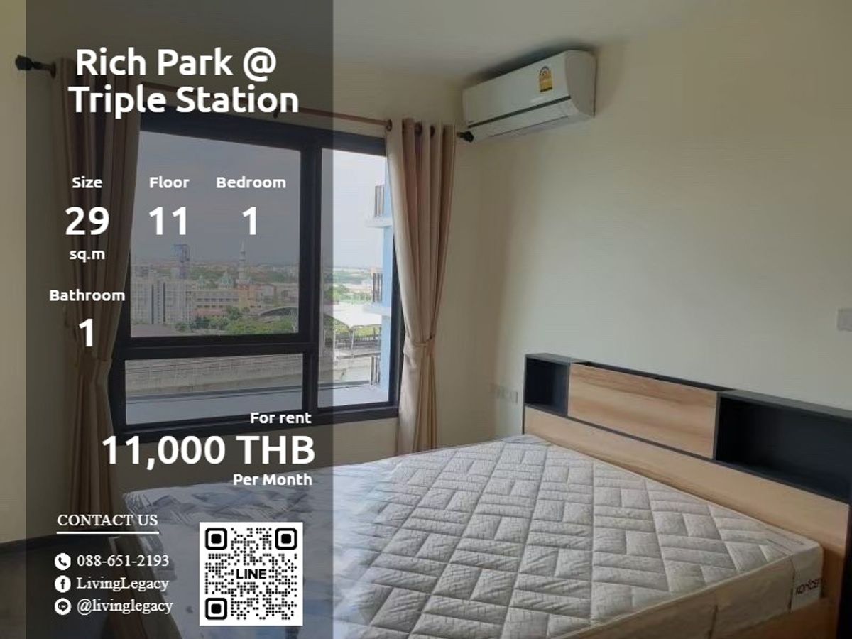 For RentCondoPattanakan, Srinakarin : Suufo1 Condo for Rich Park @ Triple Station 29 sq.m., Floor 11 Line ID: @livingLegacy