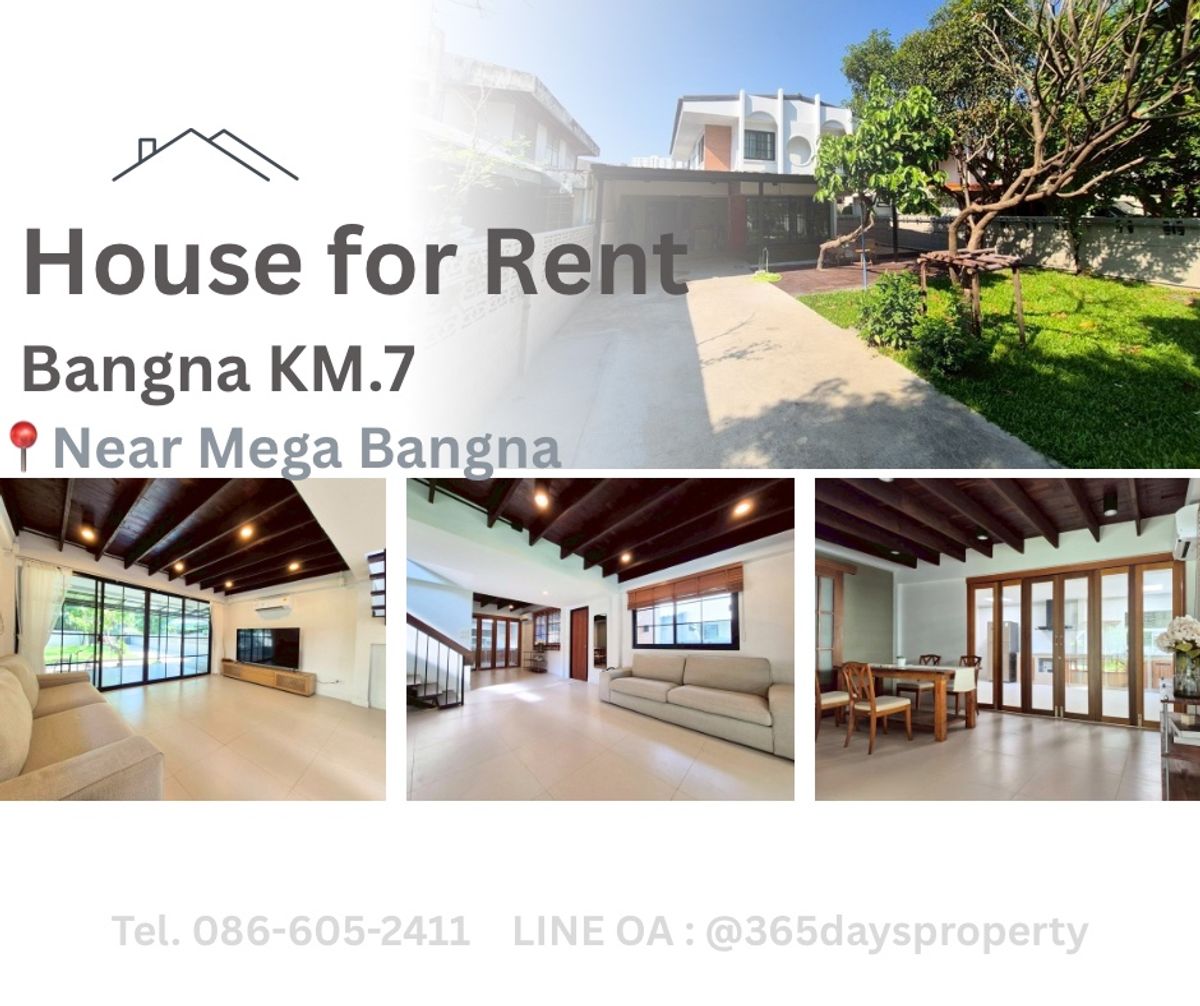 For RentHouseBangna, Bearing, Lasalle : 💥ForRent💥 Houses with Private Garden 🏡 3 Bed 🛒 Near  Mega Bangna only 5 minutes !!  Pet Friendly 🐶