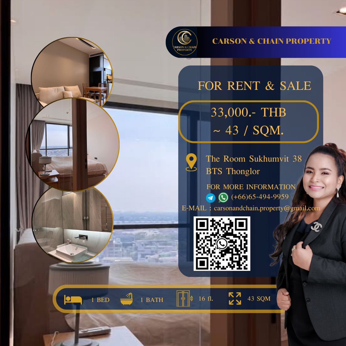 ให้เช่าคอนโดสุขุมวิท อโศก ทองหล่อ : The Room Sukhumvit 38