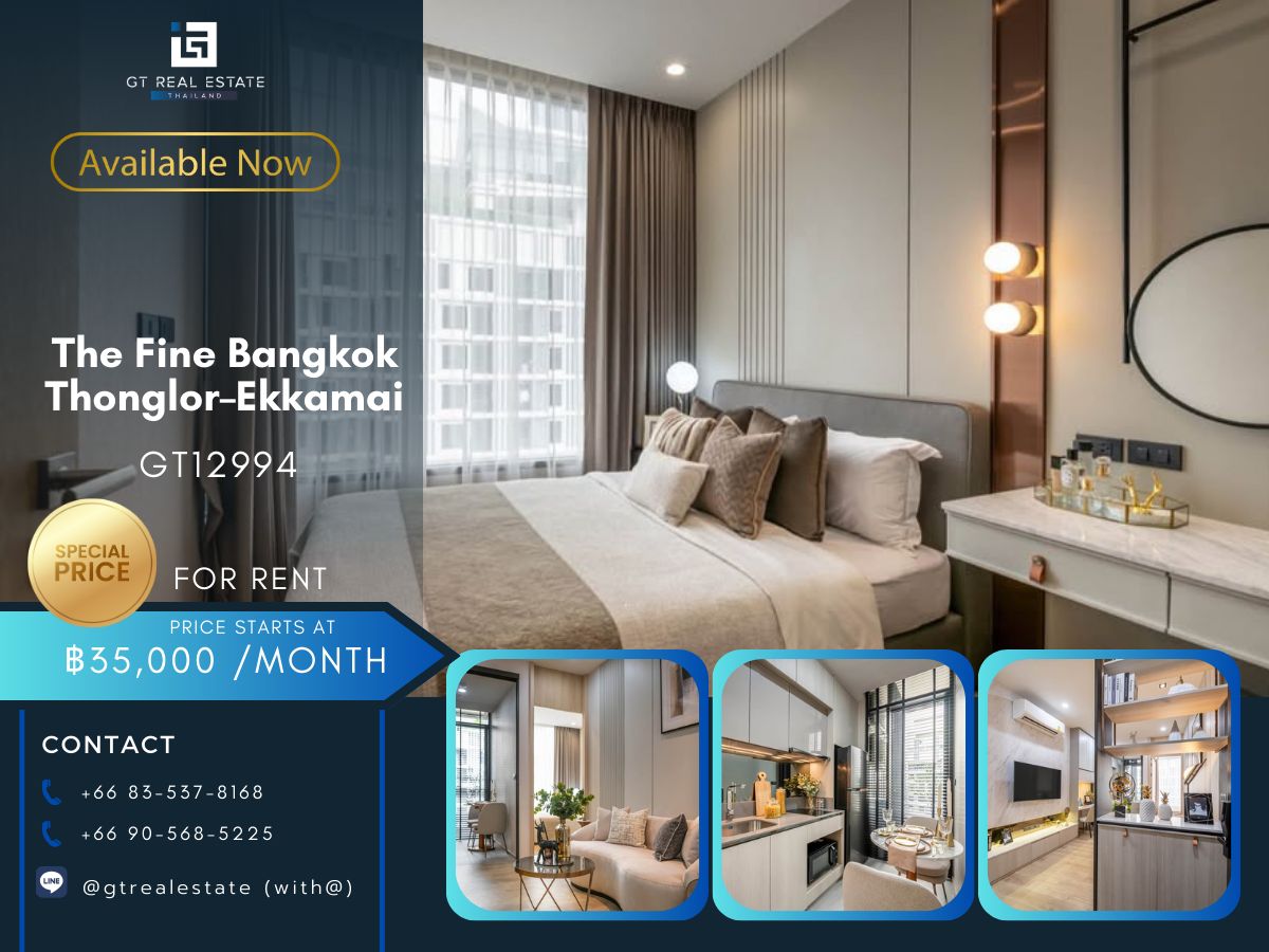 For RentCondoSukhumvit, Asoke, Thonglor : The Fine Bangkok Thonglor -EKKAMAI condo is convenient to travel near the BTS Skytrain. Ready to stay immediately  