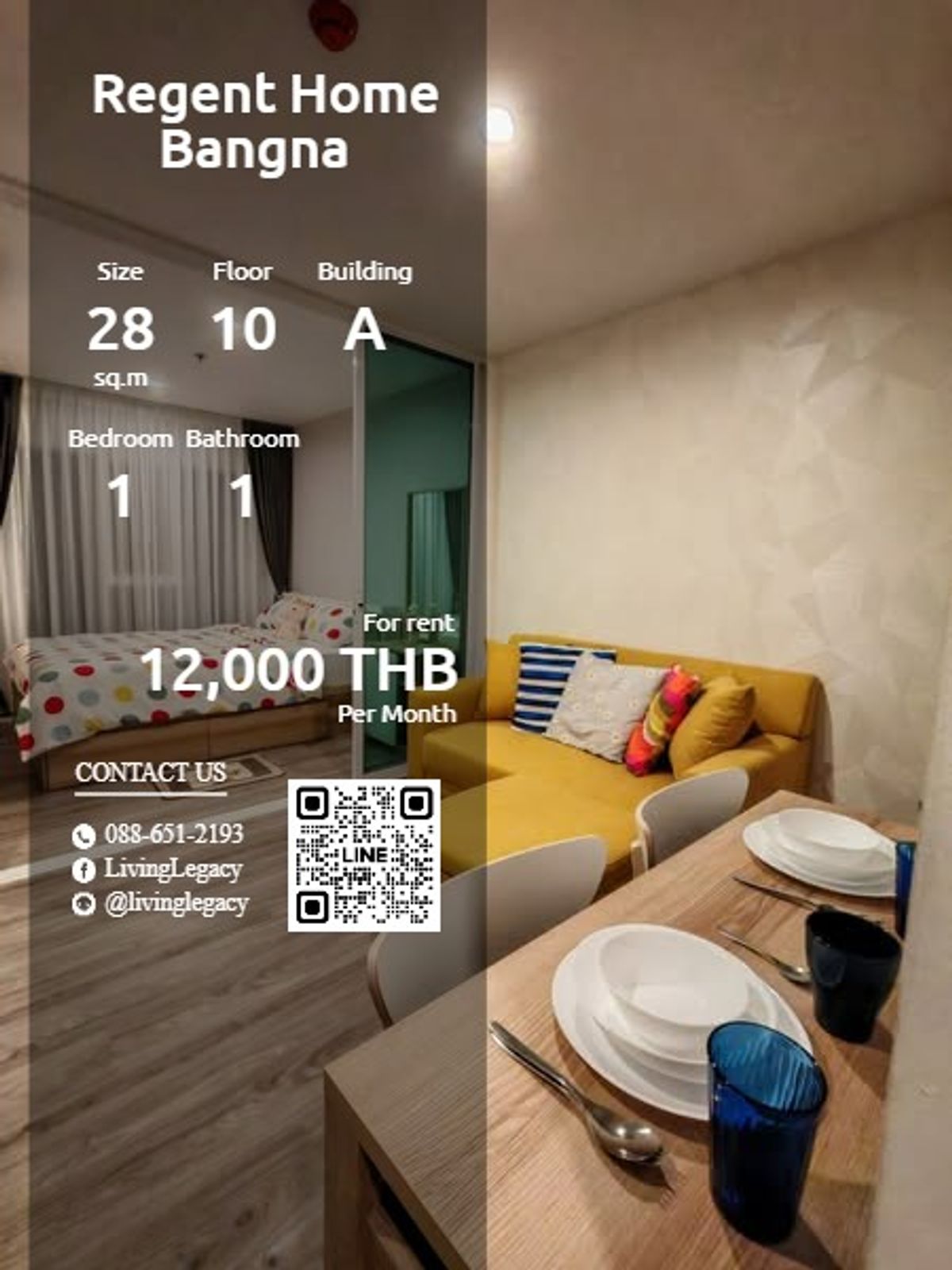 For RentCondoBangna, Bearing, Lasalle : SUXXN2 Condo Regent Home Bangna 28 sq.m., 10th floor, Line ID: @livingLegacy
