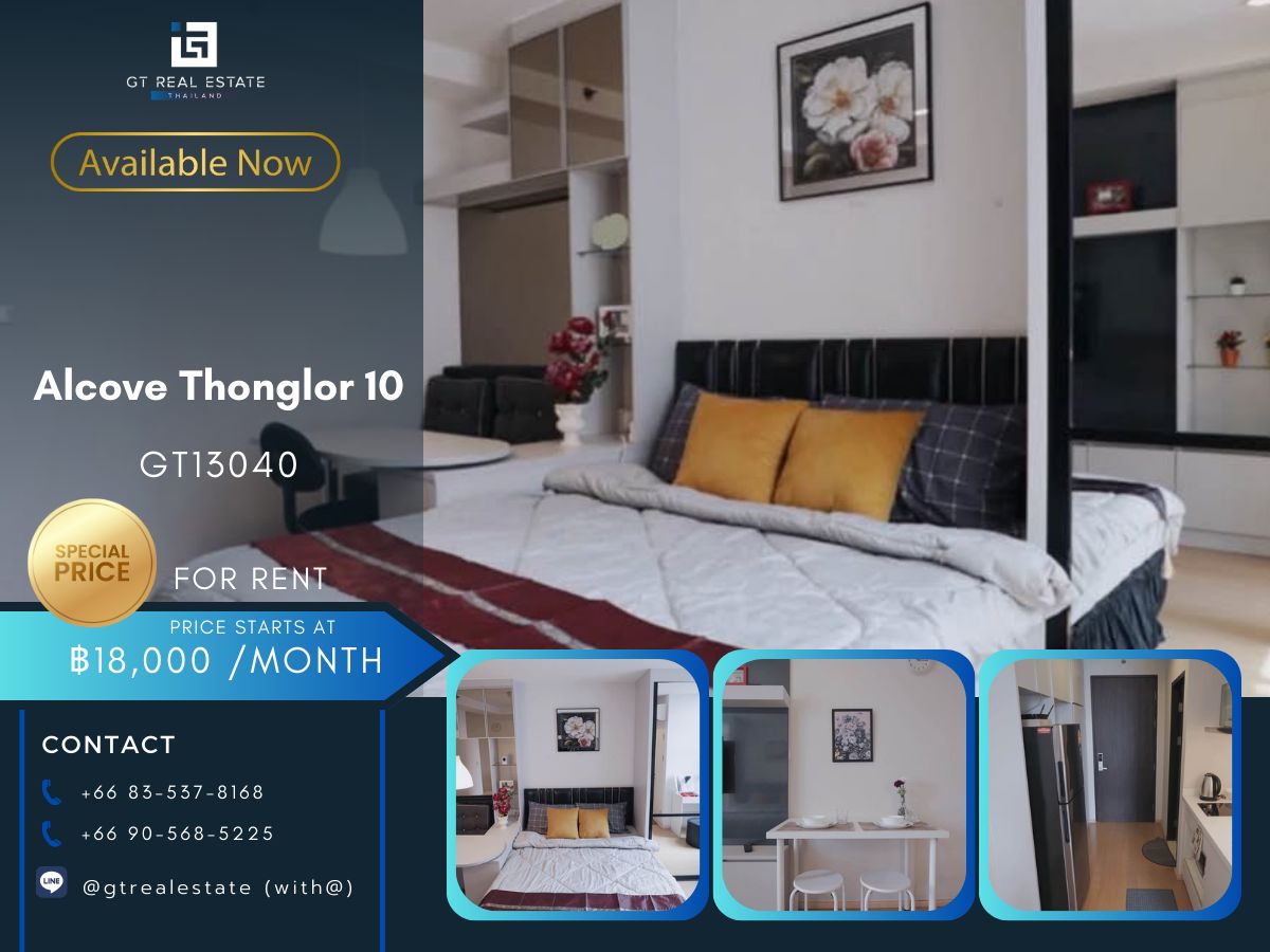 For RentCondoSukhumvit, Asoke, Thonglor : ALCOOVE Thonglor 10 condo, convenient transportation, near the BTS train, has a complete furniture. Ready to stay immediately  