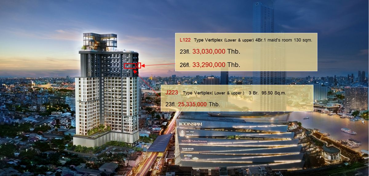 ขายคอนโดวงเวียนใหญ่ เจริญนคร : Type Vertiplex 2-3 Br. 