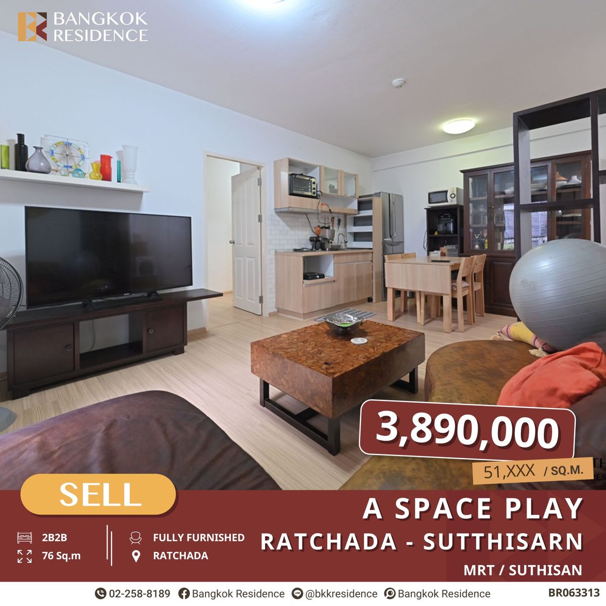 For SaleCondoRatchadapisek, Huaikwang, Suttisan : The Best Value in the Area!! A Space Play Ratchada-Sutthisarn, 2B2B near MRT Sutthisarn