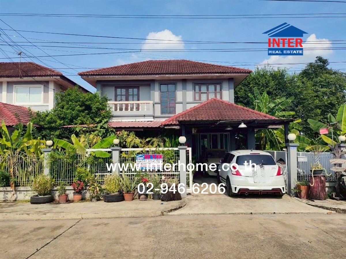 For SaleHousePathum Thani,Rangsit, Thammasat : 2 -storey detached house, 51.4 sq.w., Thep Tarin Village, Khlong 11, near Green Garden Village Rangsit-Nakhon Nayok Road Lam Luk Ka-Pathum Thani Thanyaburi Road, Pathum Thani