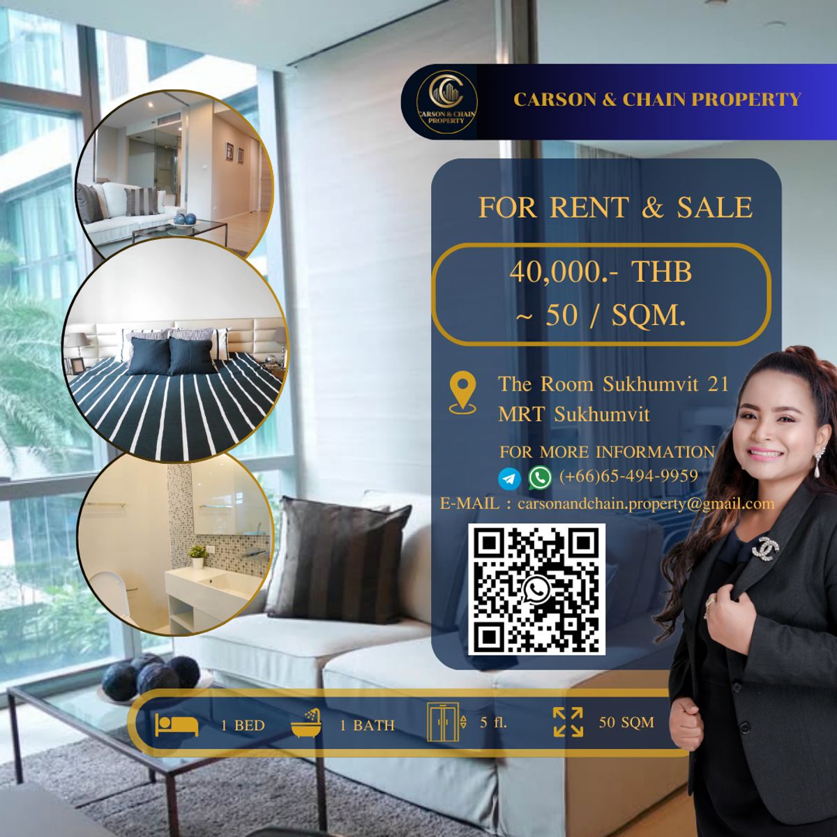 ให้เช่าคอนโดสุขุมวิท อโศก ทองหล่อ : The Room Sukhumvit 21 