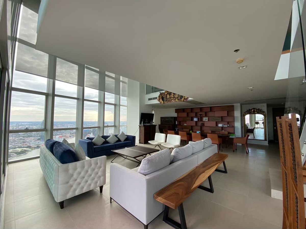 For RentCondoWongwianyai, Charoennakor : For Rent: Luxurious Duplex Condominium at the River Breathtaking River and City Views from the 67-68th Floor-3 Bedrooms, 4 Bathrooms