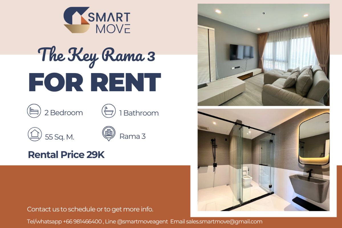 For RentCondoRama3 (Riverside),Satupadit : 🔥For Rent !!🔥 Code C20230211652..........The Key Rama 3, 2 bedroom, 1 bathroom, high floor 30++, furnished, ready to move in 📣📣