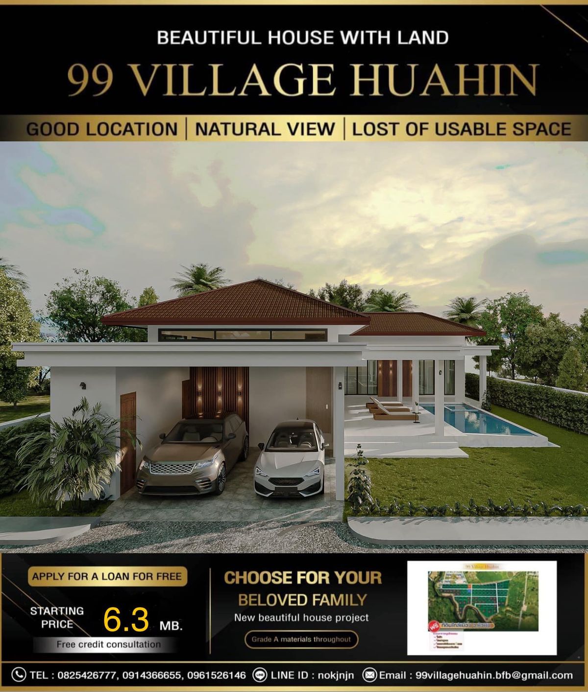 For SaleHuahin, Prachuap Khiri Khan, Pran Buri : This price is no longer !! Luxurious pool villas in the golden location, Hua Hin District, Prachuap Khiri Khan Province Near the sea and many tourist attractions