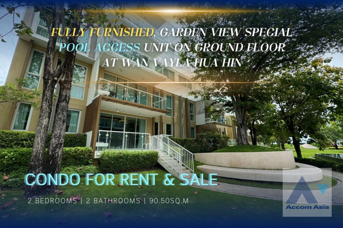 CondoHuahin, Prachuap Khiri Khan, Pran Buri : 🔼AccomA🔽Luxury, Garden View, Ground Floor, Fully Furnished Special POOL Access on ground floor - Beachfront Condominium (AA18468)