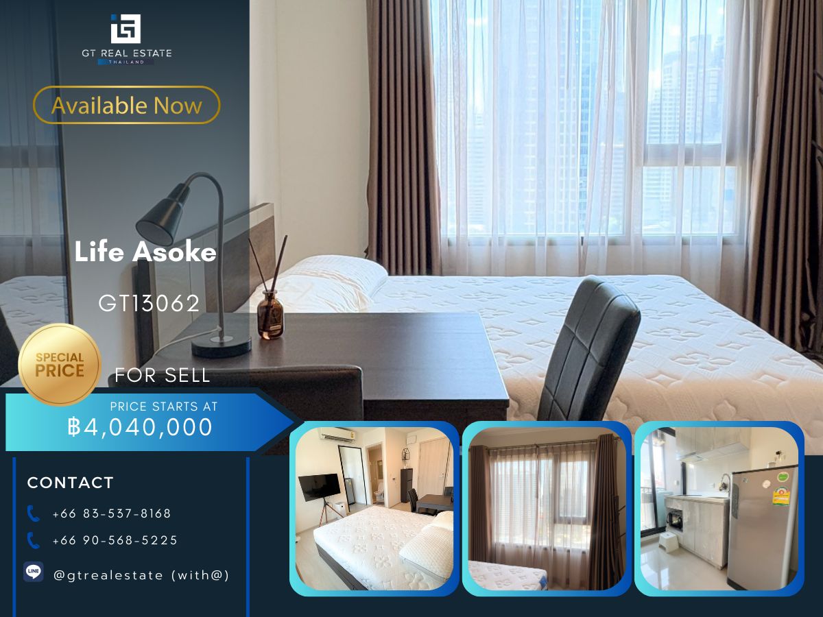 For SaleCondoRama9, Petchburi, RCA : Life Asoke Condo is convenient to travel near the MAT BTS.  