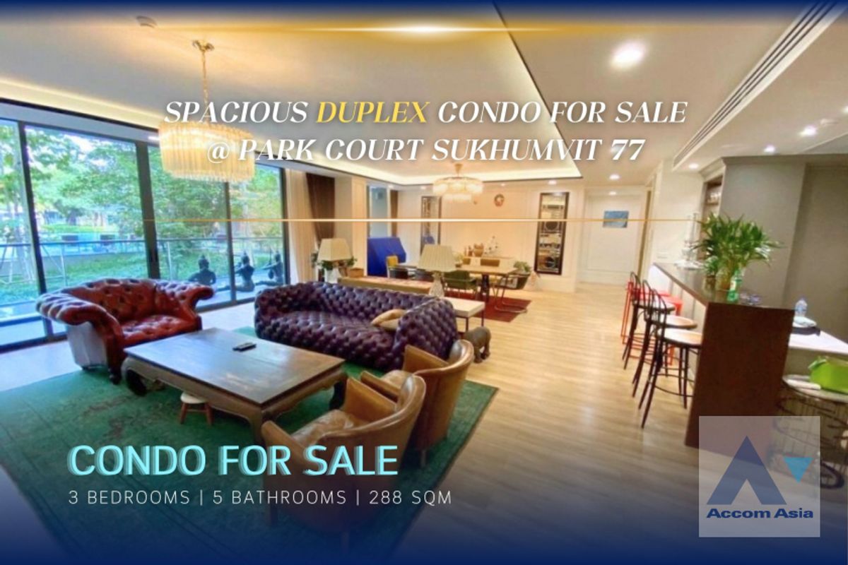 ขายคอนโดอ่อนนุช อุดมสุข : 🔼 AccomA 🔽Big Balcony, Pet friendly Pet-Friendly Low-Rise Condo with Spacious Balcony for Rent & Sale at Park Court Sukhumvit 77 (AA25259)