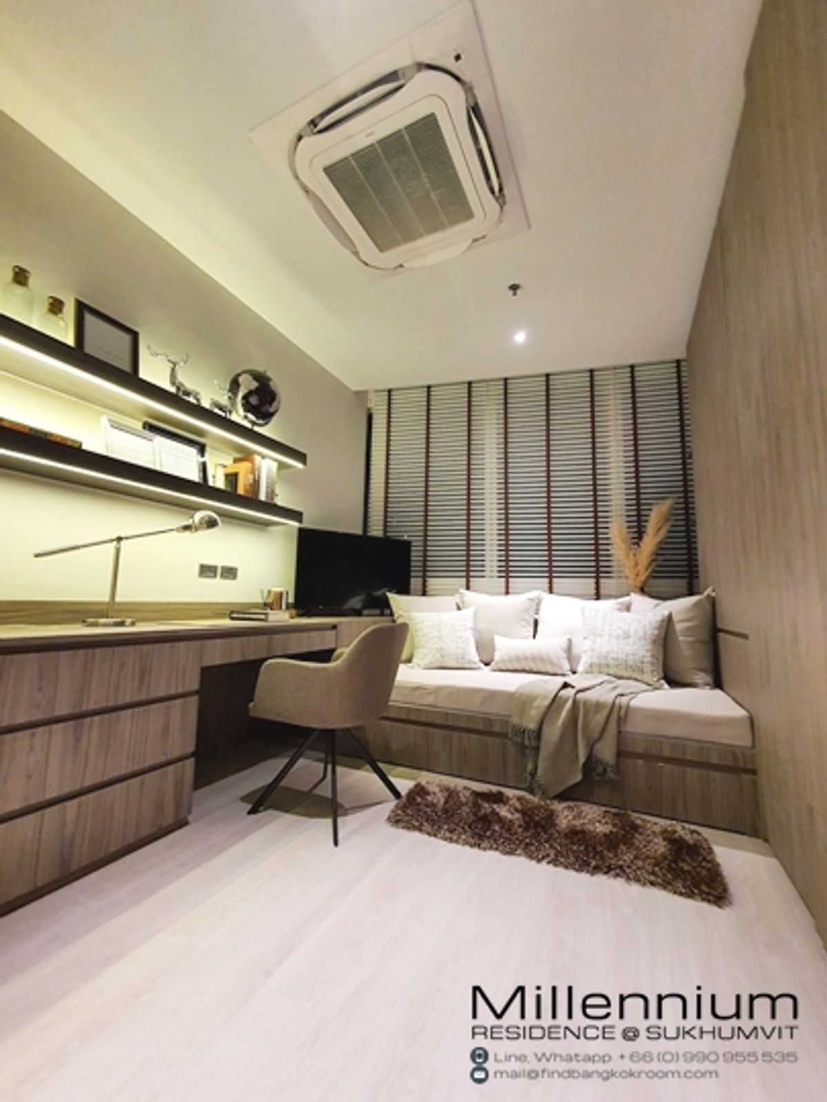 คอนโดสุขุมวิท อโศก ทองหล่อ : คอนโด 3+1 ห้องนอนให้เช่าและขายที่ Millennium Residence Sukhumvit