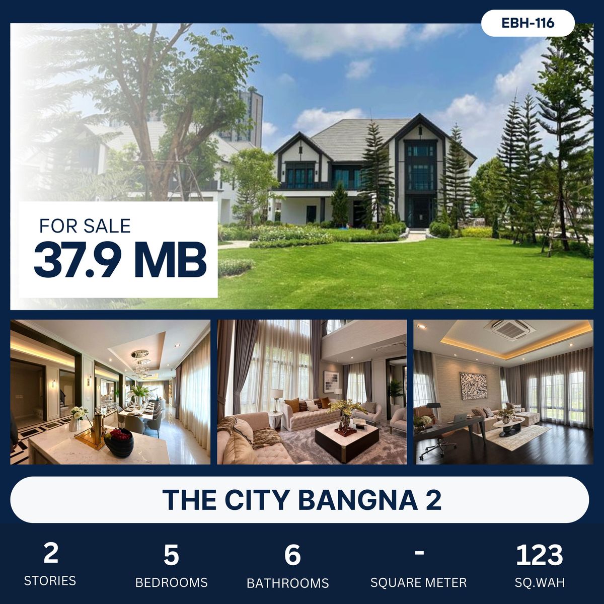 ขายบ้านบางนา แบริ่ง ลาซาล : The City Bangna 2 5 Bed 6 Baht 37,900,000 THB