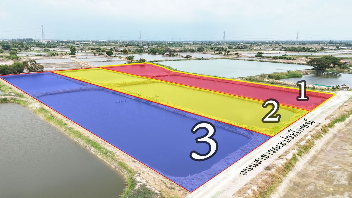 For SaleLandChachoengsao : Sell ​​shrimp ponds in Ban Pho, Chachoengsao, near Minimura, 1,500 baht per square meter farm.
