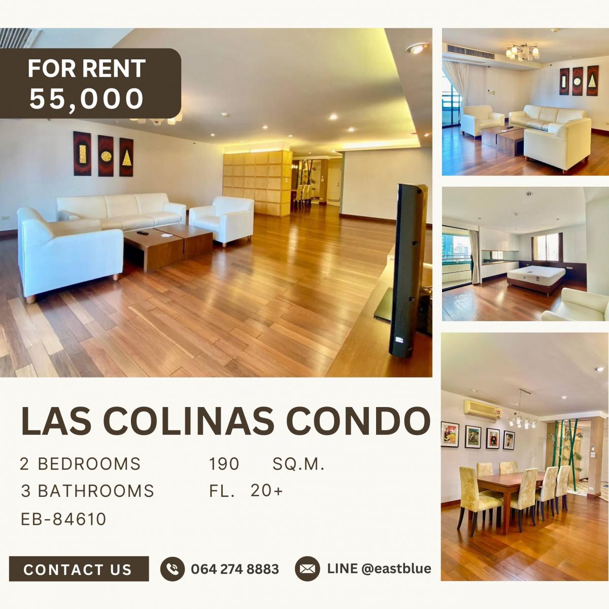 ให้เช่าคอนโดสุขุมวิท อโศก ทองหล่อ : Las Colinas Condo, 2 bed, 55000 per month