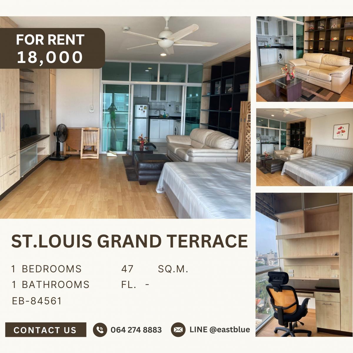 ให้เช่าคอนโดสาทร นราธิวาส : St.Louis Grand Terrace, 1 bed, 18000 per month