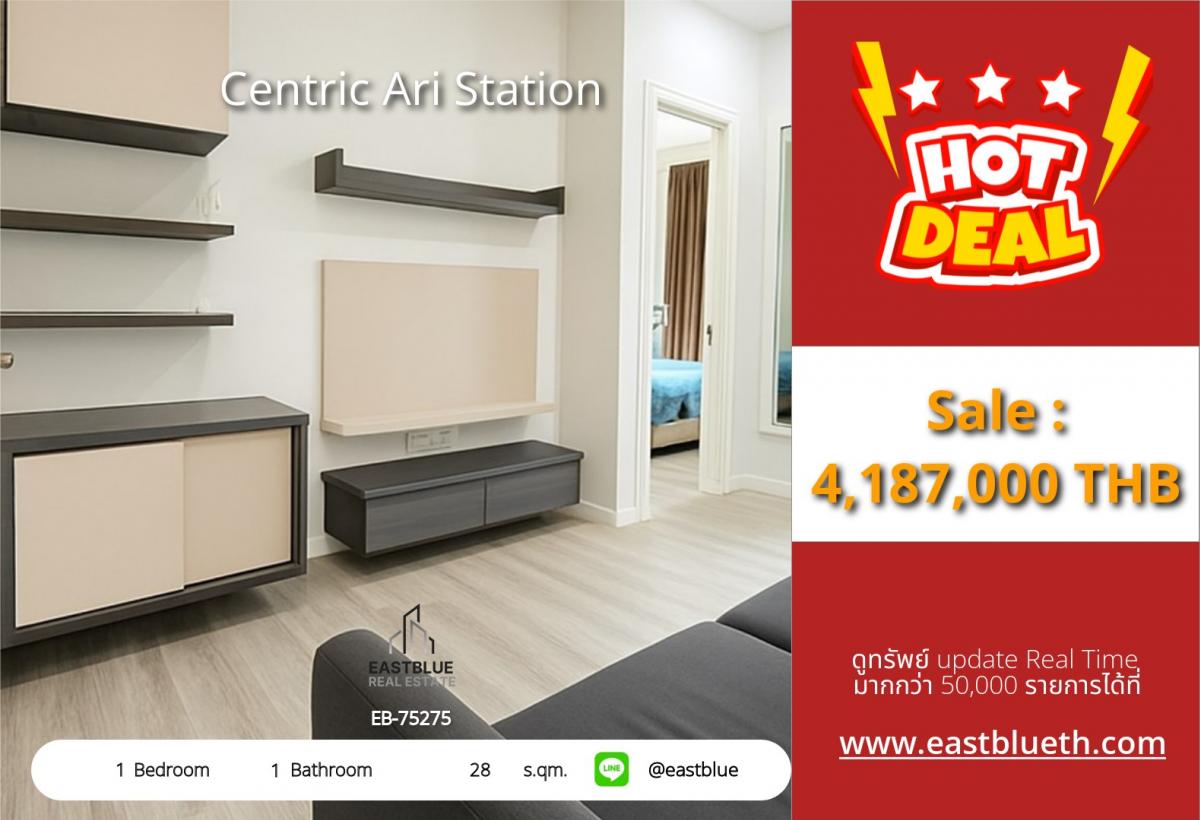 For SaleCondoAri,Anusaowaree : The price includes the cost and the condo is beautiful, ready to stay. Centric Ari Station, near BTS Ari, sells 4.18 minus. / Rent 19,000 baht / d. View of the pool. Free facilities!