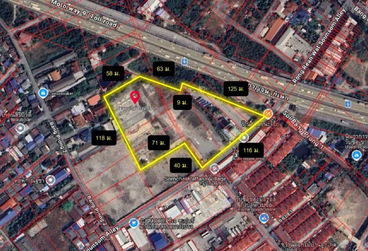 For SaleLandSamut Prakan,Samrong : Land for Sale Soi Wat Suan Som School, 10 Rai 1 Ngan 67.4 Sq.wah, Near Sukhumvit Road