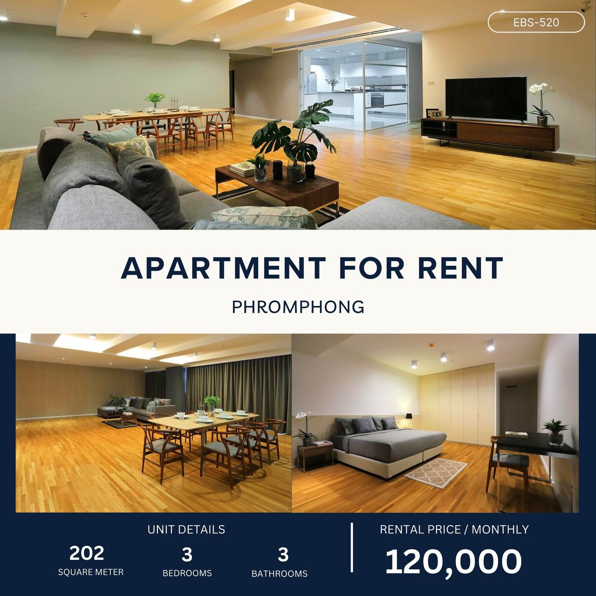 ให้เช่าสุขุมวิท อโศก ทองหล่อ : Cozy 3 Bedroom  Apartment at Sukhumvit 39 , 202 sqm 120,000