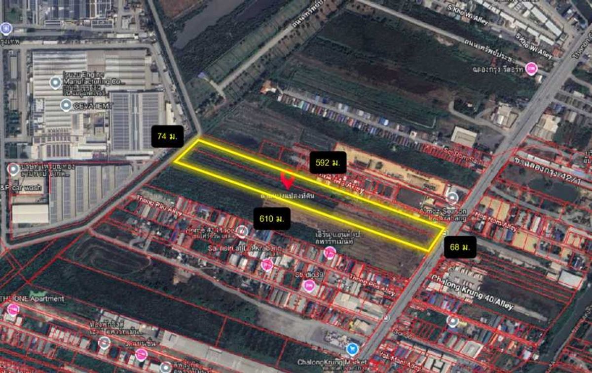 ขายที่ดินลาดกระบัง สุวรรณภูมิ : ขายที่ดิน ติดถนนฉลองกรุง 24 ไร่ 3 งาน 64 ตรว ผังเมืองสีส้ม
