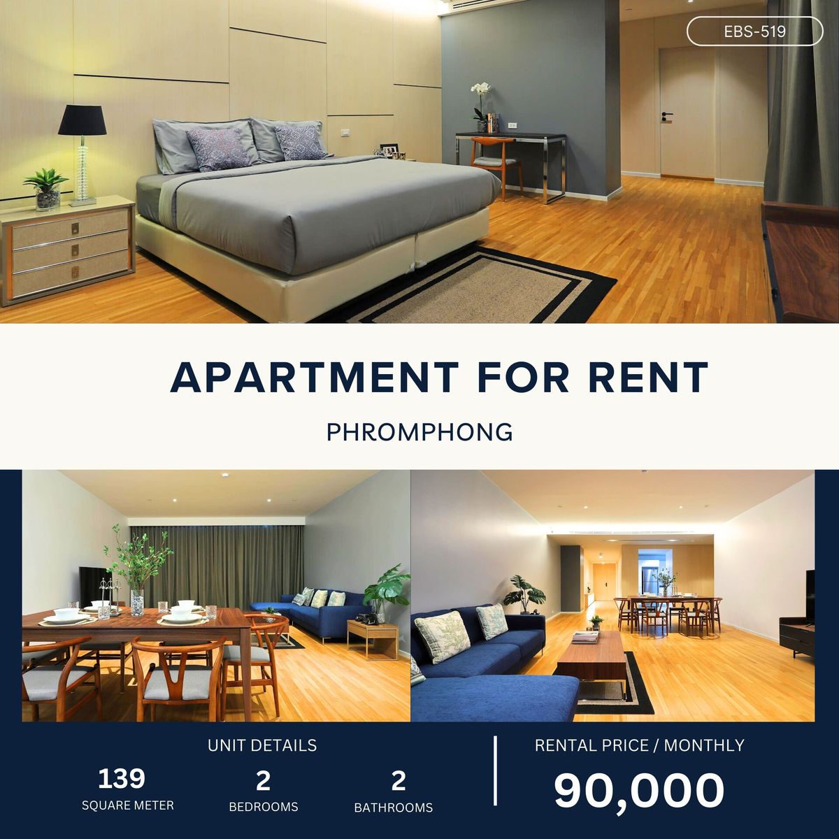 ให้เช่าสุขุมวิท อโศก ทองหล่อ : Cozy 2 Bedroom Apartment at Sukhumvit 39 , 139 sqm 90,000