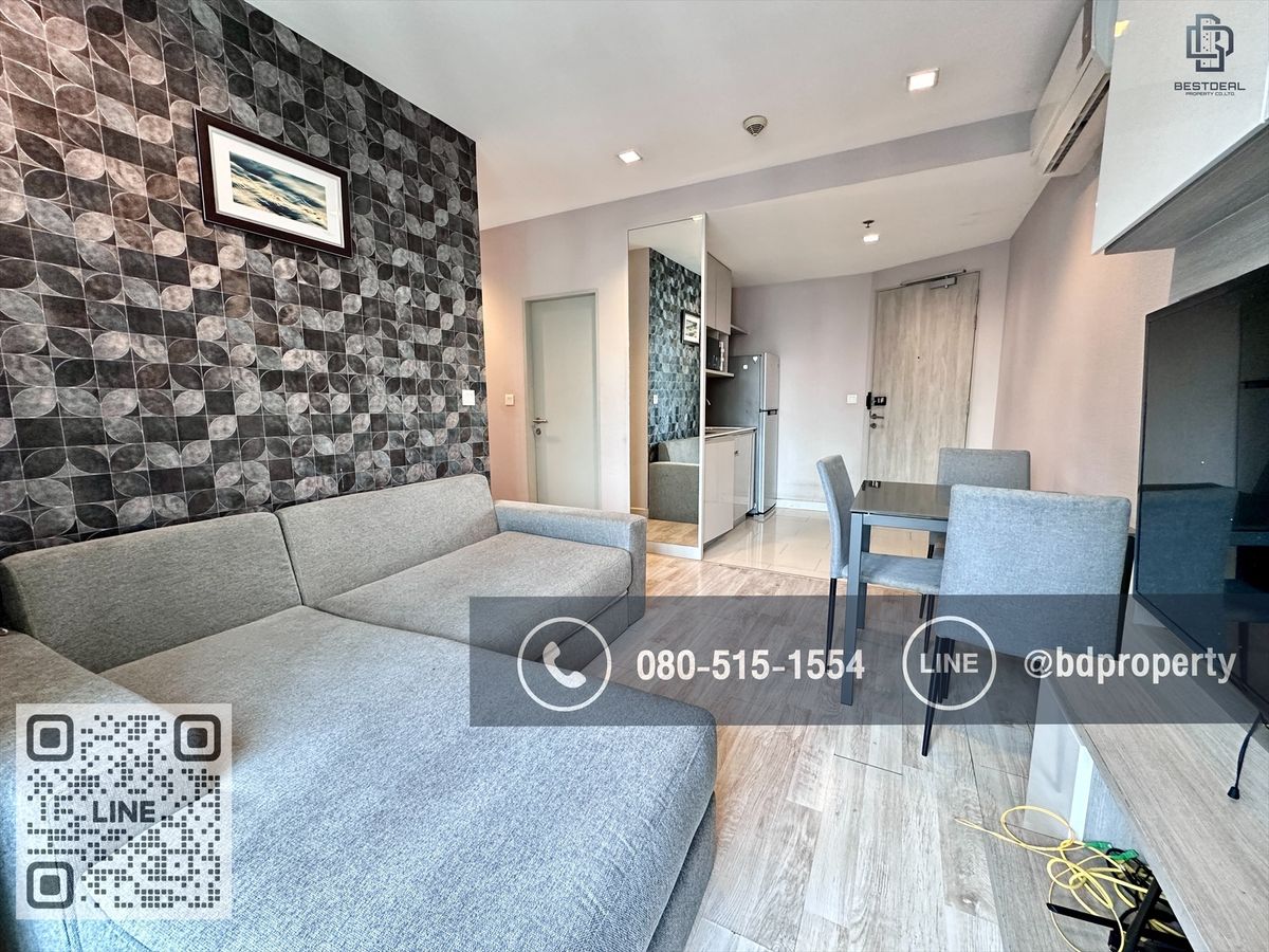 For RentCondoRama9, Petchburi, RCA : BESTDEAL 2 bedroom rental 55 SQM. Furniture and electrical appliances are complete with 27,000 baht/month. 